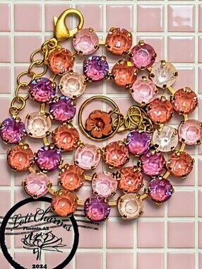 Pastel Pink Austrian Crystals in Classic  Necklace & Earrings in Matte Gold